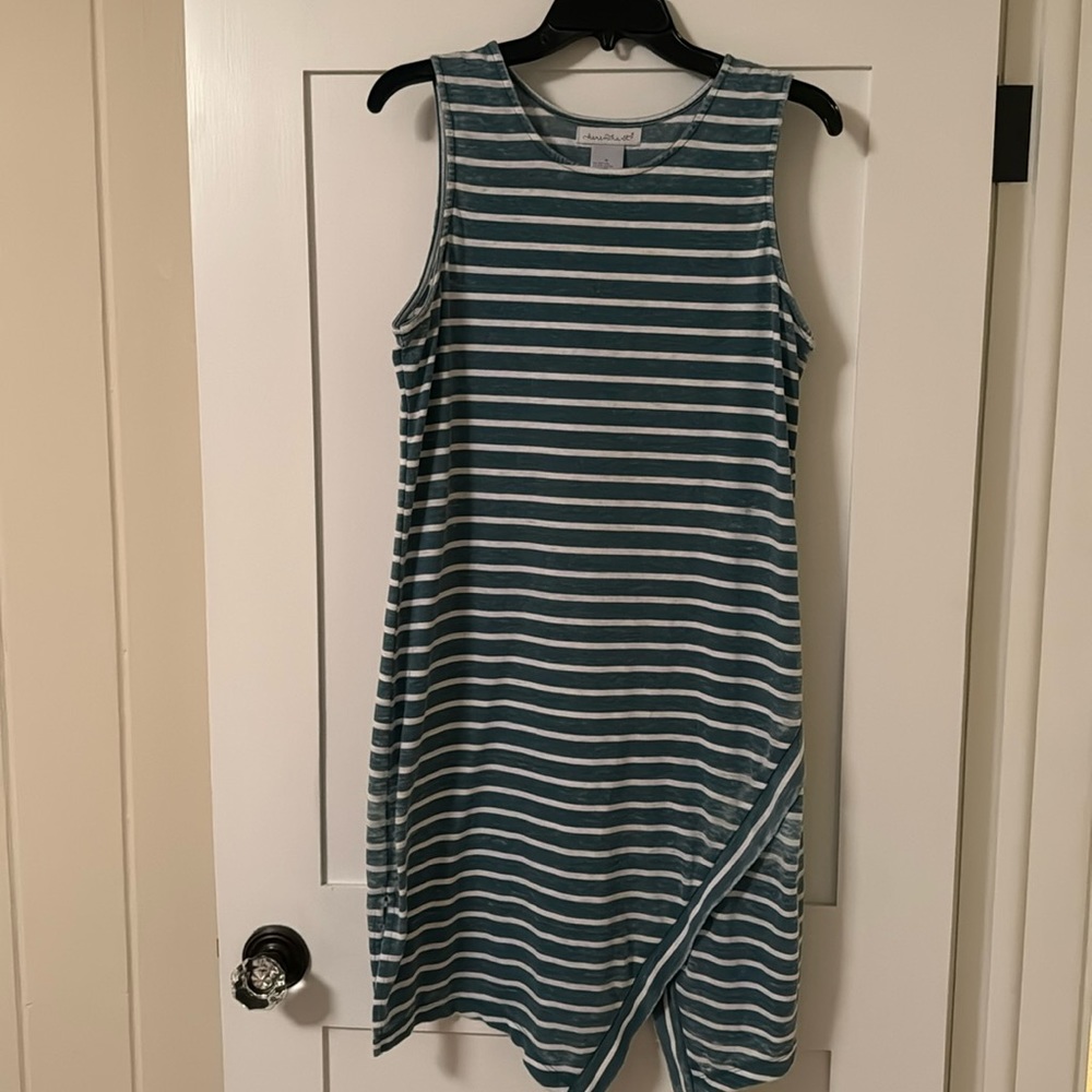 Keren Hart sleeveless dress green and white size medium